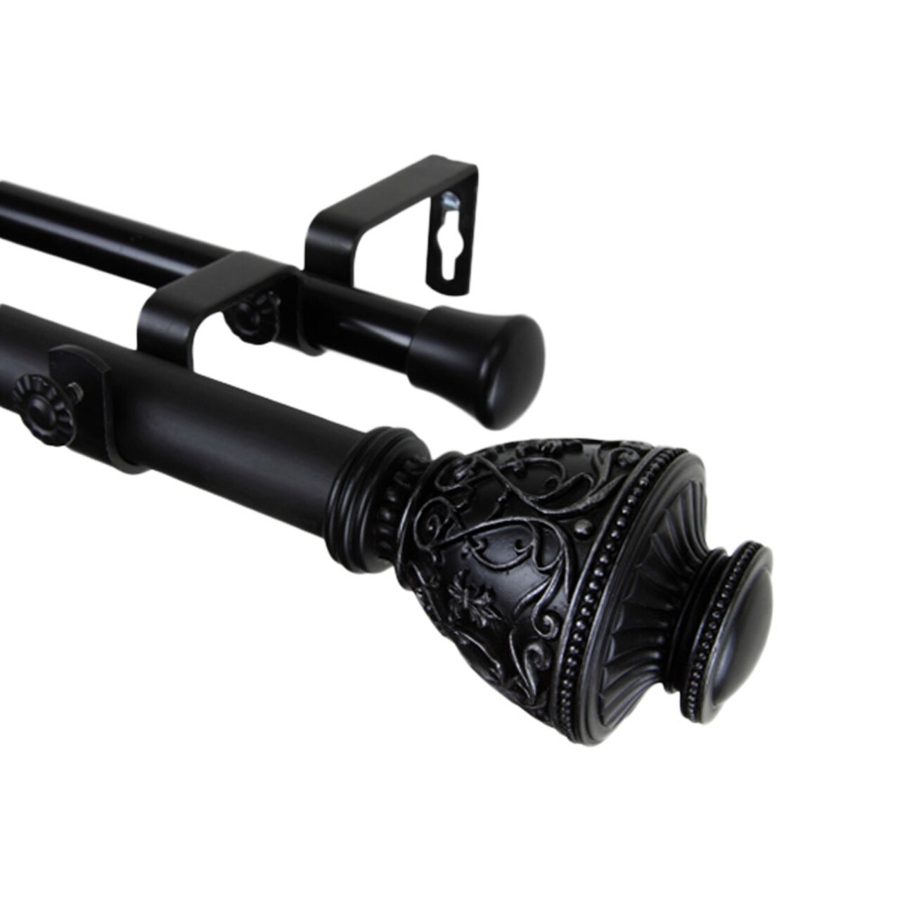 Rod Desyne Home Decorative Veda Double Curtain Rod 160-240" - Black